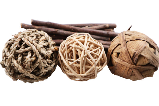 3 woven balls and apple sticks